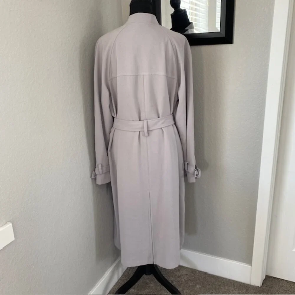 RACHEL ROY Luxe Crepe Trench Long Coat Gray Mist XL NWT